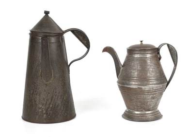 Two American Tole Coffee Pots, Probably Pennsylvania, 19th Century
