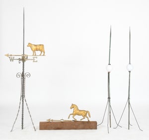 Two Lightning Rods and Two Weathervanes, 19th / 20th Century