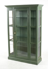 Modern Bench-Made Green-Painted Display Cabinet