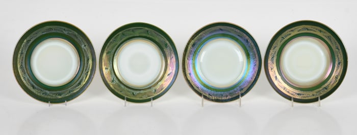 A Set of Four Tiffany Tel-El-Amarna Favrile Glass Plates
