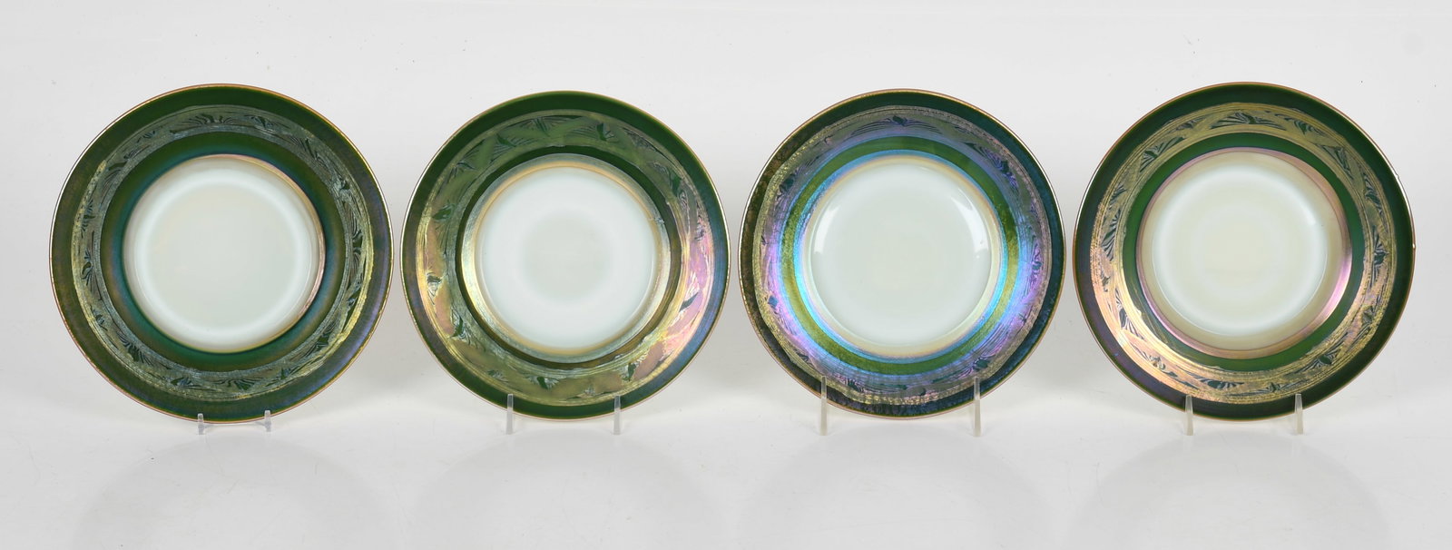 A Set of Four Tiffany Tel-El-Amarna Favrile Glass Plates (1 of 10)