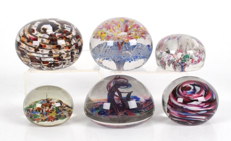 Six Glass Paperweights