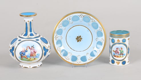 A Three Piece Bohemian Glass Set