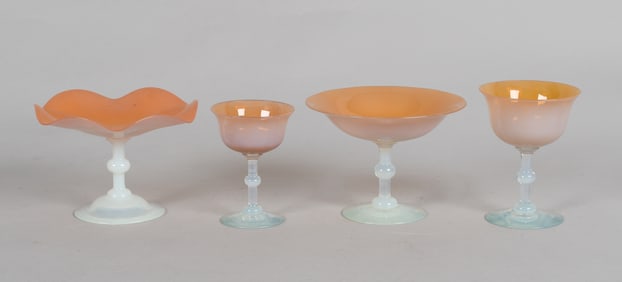 Four Pieces of Dorflinger Opalescent Glass