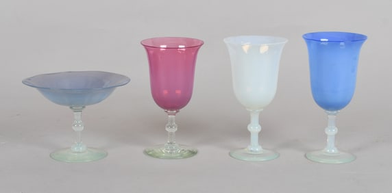 Four Pieces of Colored Opalescent Dorflinger Glass