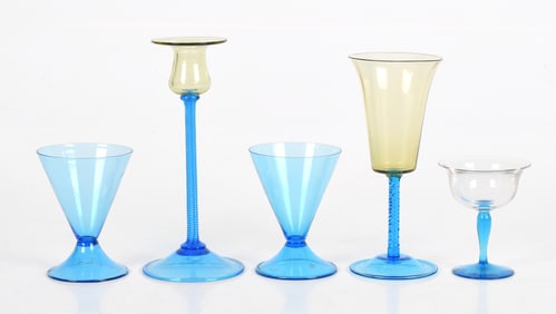 Five Pieces of Glass Including Carder Steuben