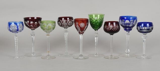A Group of Assorted Cut Glass Wine Glasses