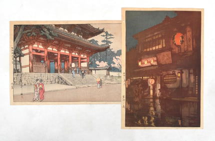 Two Woodblock Prints by Toshi Yoshida