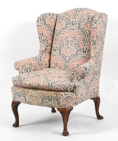 Georgian Style Fully Upholstered Wingback Armchair, 20th Century