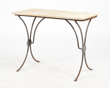 Neoclassical Style Marble and Wrought Iron Side Table, 20th Century