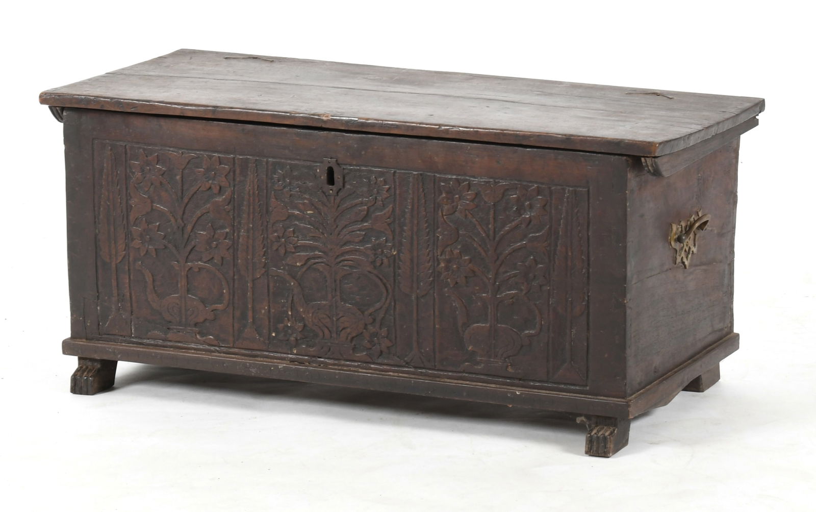 English Carved Oak Coffer, 17th/18th Century (1 of 10)