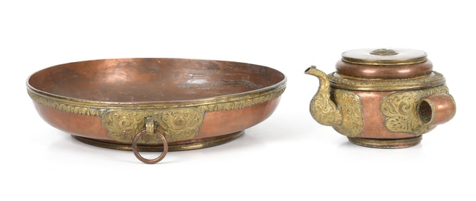 A Tibetan Jambhala Two Piece Water Offering Set
