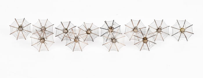 A Set of Chinese Silver Spider Form Place Card Holders