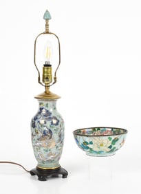 A Chinese Porcelain Celadon Vase/Lamp