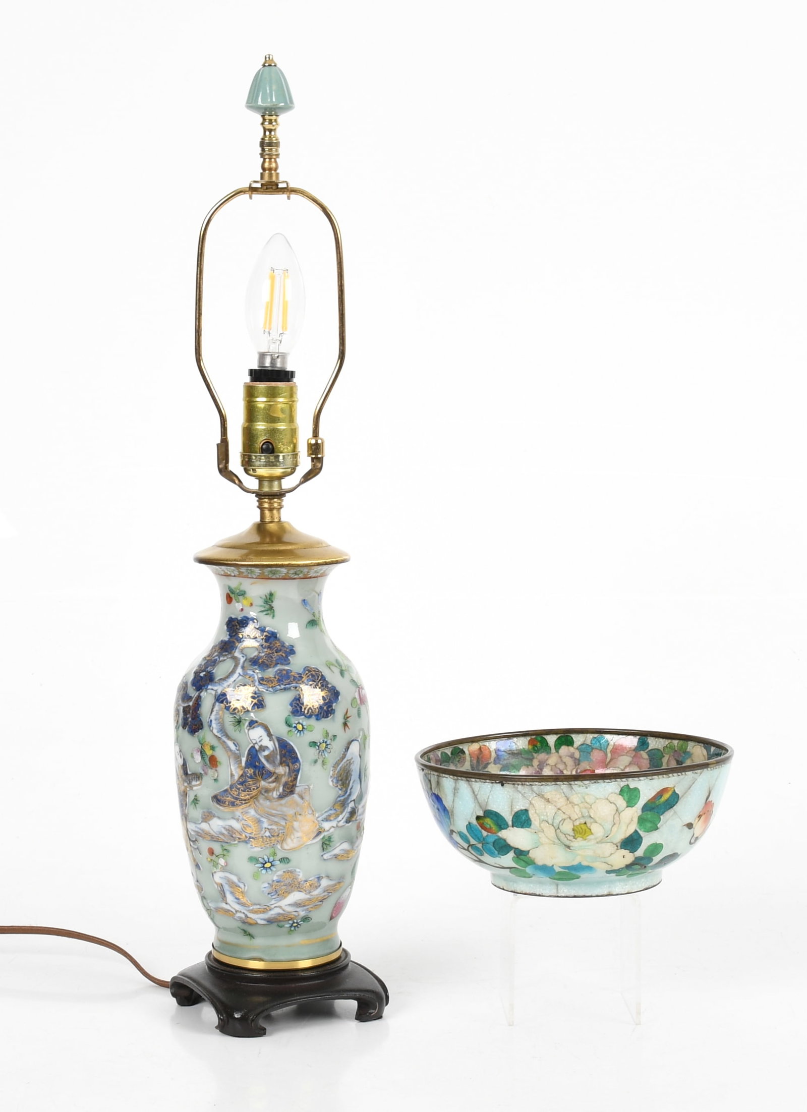 A Chinese Porcelain Celadon Vase/Lamp (1 of 14)