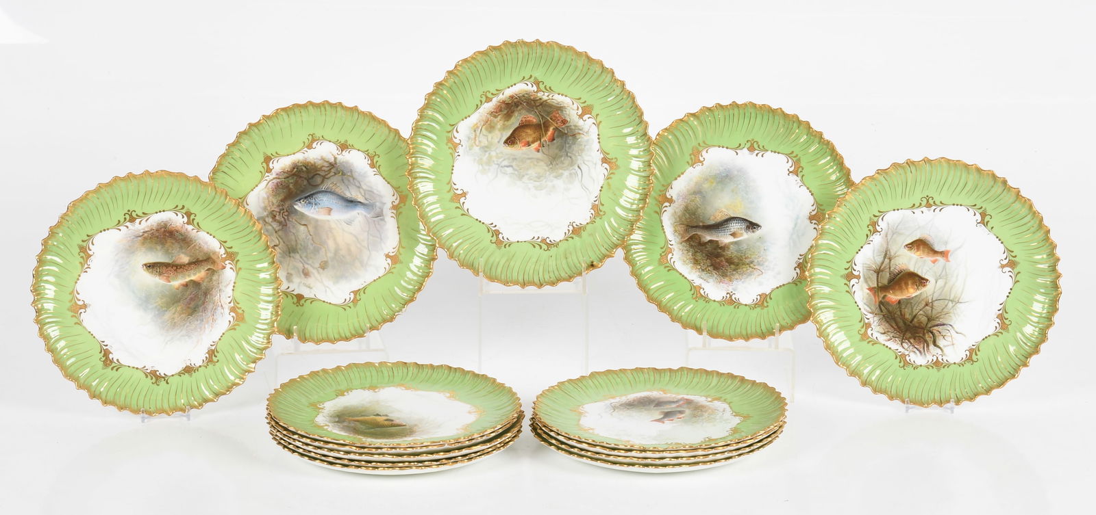 A Set of Hand Painted Plates by Cauldon, Fish (1 of 17)