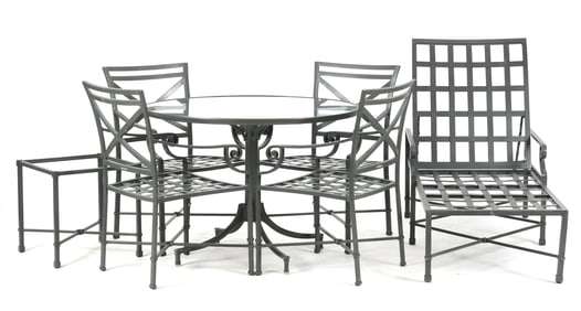 Suite of Brown Jordan Patinated Aluminum Outdoor Furniture