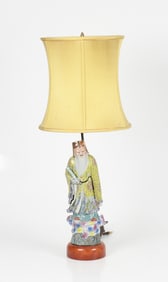 A Chinese Republic Period Porcelain Figure/Lamp