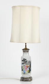 A Chinese Republic Period Porcelain Vase/Lamp