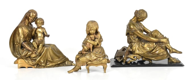 A Group of Three 19th Century Bronzes for Clocks