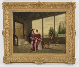 19th Century, Tudor Period Scene, Oil on Canvas