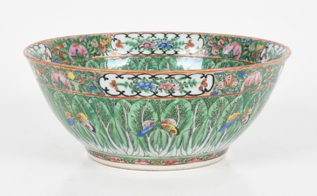 A Chinese Export Bok Choy Pattern Porcelain Punch Bowl