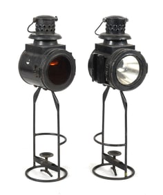 Pair of German Osmeka Railroad Signal Lanterns, 20th Century