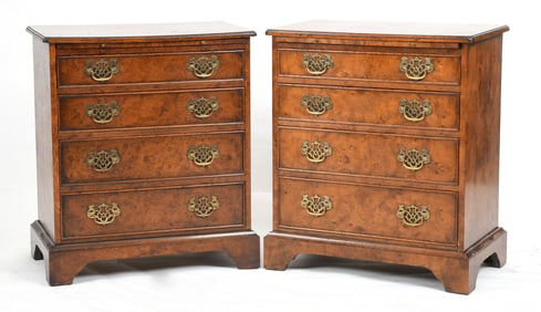 Diminutive Pair of George I Style Burl Walnut Chest of Drawers