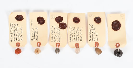 Six Ancient Seals, Including Sassanid Examples