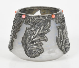 An Art Nouveau Pewter Mounted Glass Vase