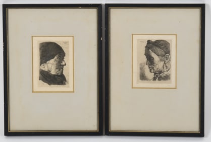 Wilhelm Leibl (1844-1900), A Pair of Portraits, Etchings