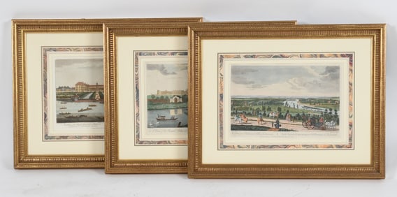Three Decorative Scenes of London, Hand Colored Restrikes
