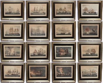 A Group of Sixteen Aquatints from James Jenkins "Naval Achievements"