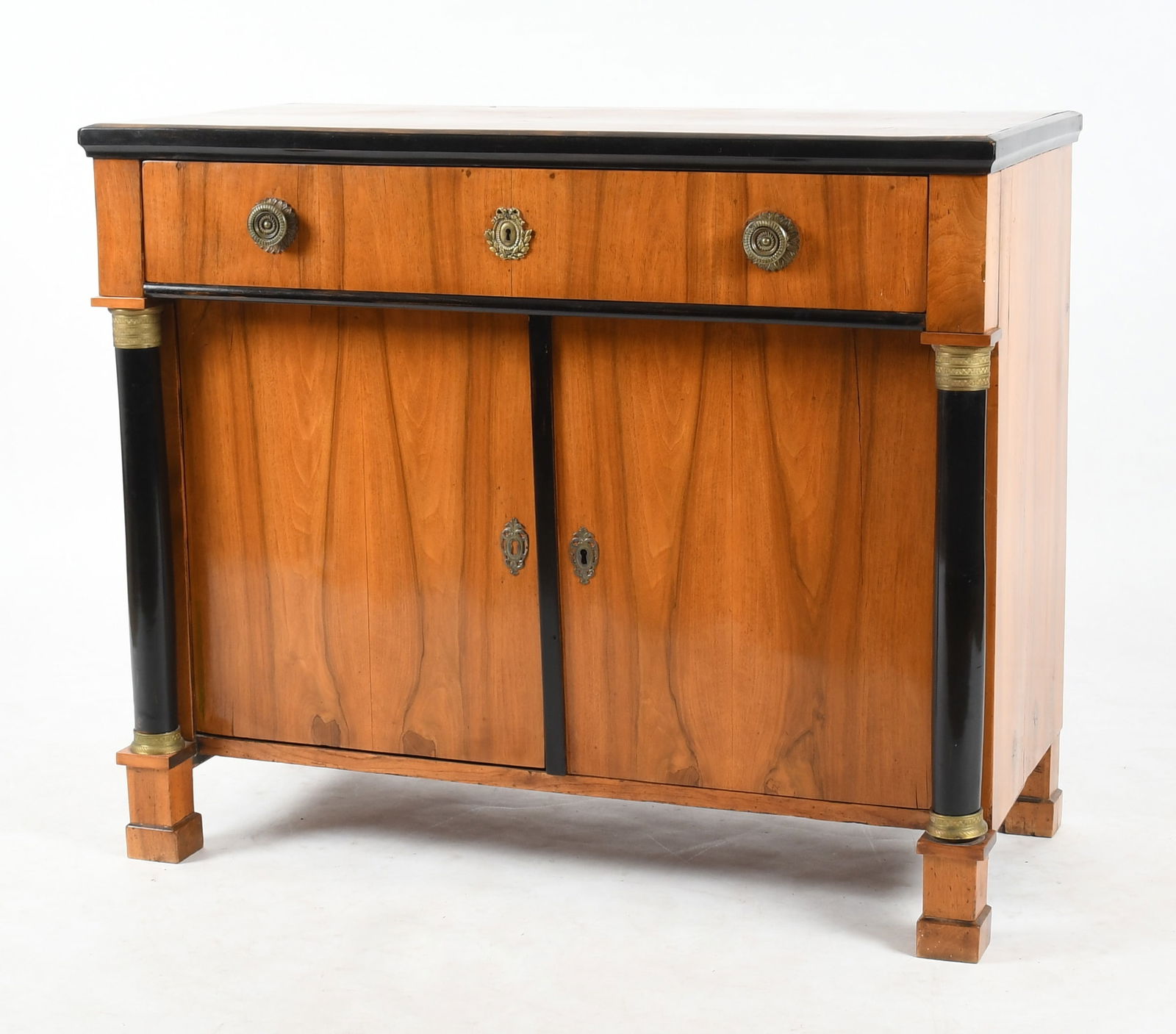 Biedermeier Parcel Ebonized Walnut Side Cabinet, First Half 19th Century (1 of 7)