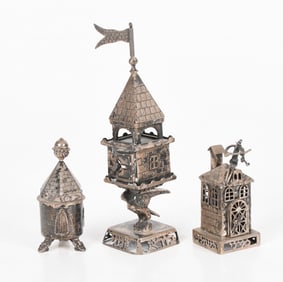 Three Israeli Sterling Silver Spice Towers