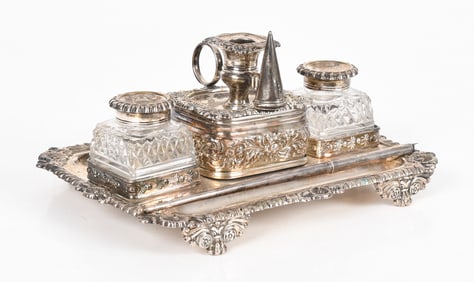 A George III Sterling Silver Inkstand