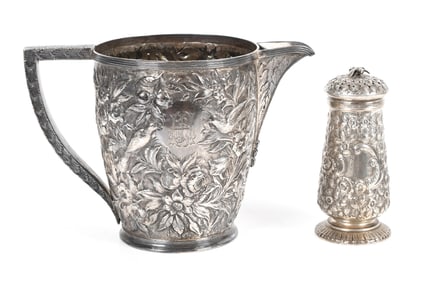 Two Pieces of 19th Century Repousse Silver
