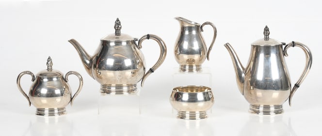 A Sterling Silver Tea Set, International Royal Danish Pattern
