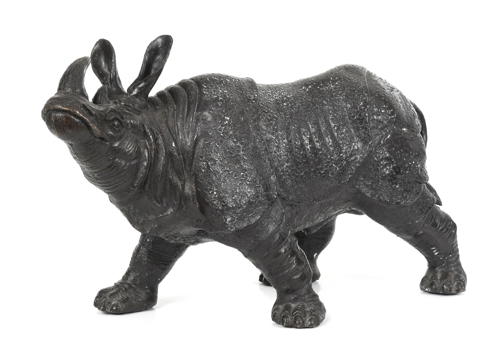A Patinated Bronze Model of a Rhinoceros (1 of 5)