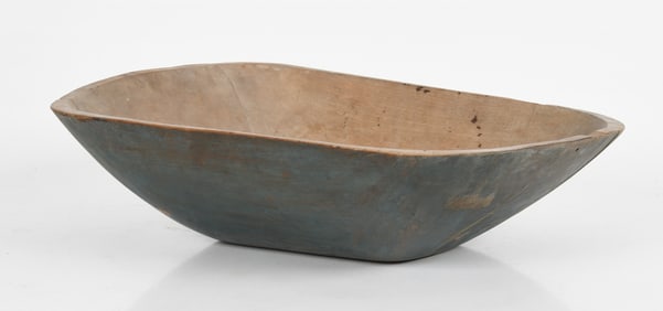 Large Primitive Blue-Painted Carved Maple Trencher, 19th Century