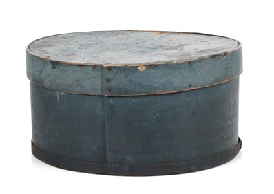 American Primitive Blue-Painted Banded Pantry Box, 19th Century