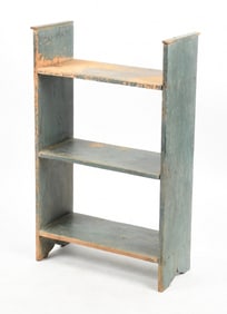 American Country Blue/Green-Painted Bucket Bench / Shelf, 19th Century