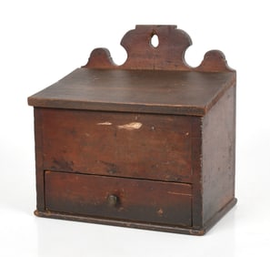 Pennsylvania Tulip Poplar Dovetailed Hanging Salt Box, 19th Century