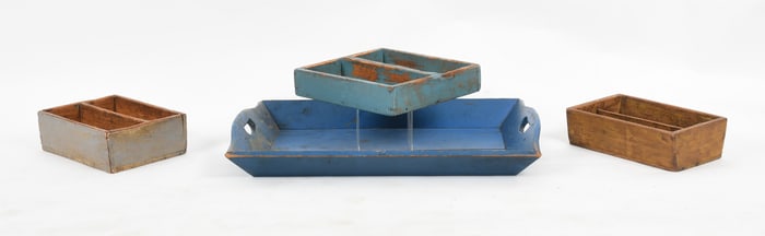 Four American Primitive Painted Trays, 19th Century