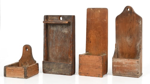 Four Primitive Painted Softwood Scrub / Scouring Boxes, 19th Century