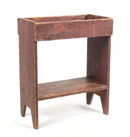 American Country Red-Painted Pine Two-Tier Bucket Bench, 19th Century