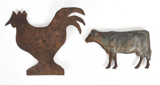Primitive Sheet Iron Rooster Weathervane, Late 19th / Early 20th Century