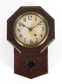 Seth Thomas 'School House' Mahogany Drop Octagon Wall Clock, Early 20th Century