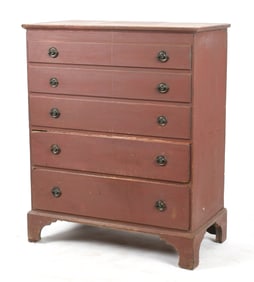 New England Red-Painted Mule Chest, Circa 1800