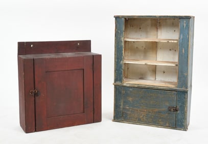 Two American Country Painted Hanging Cupboards, 19th Century